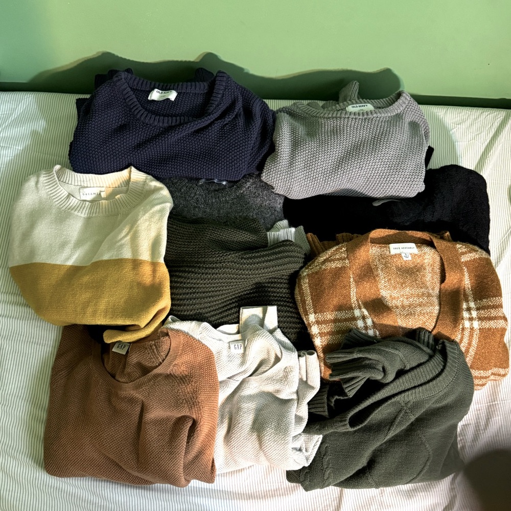SWEATER HAUL - 10 pieces. Various Sizes and Brands. Minimal Use